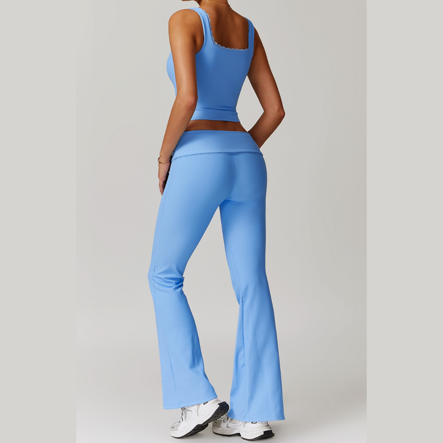 BONI Vest Top Flared Legging Set - Blue