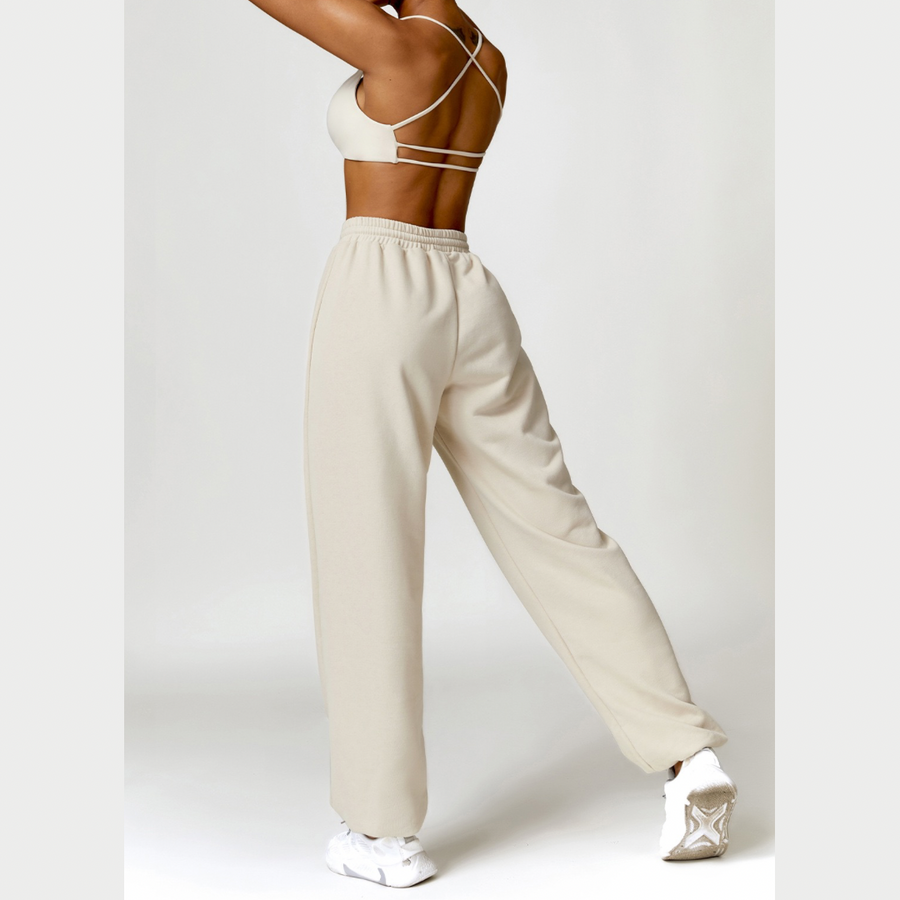 Backless Sexy Top Winter Pant Set - White Grey