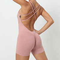 U-Neck Double X-Back Romper - Nude Pink