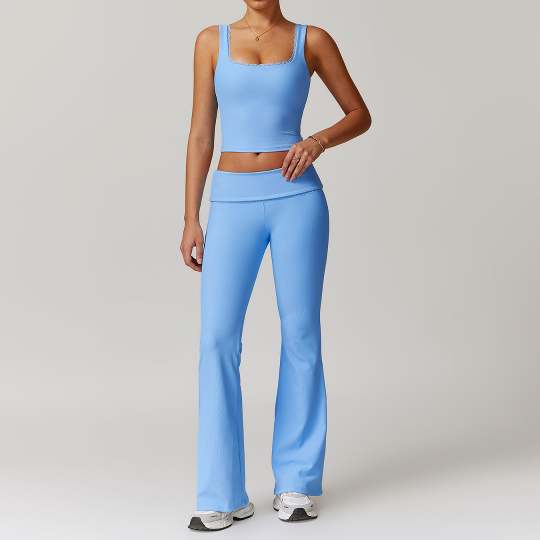 BONI Vest Top Flared Legging Set - Blue