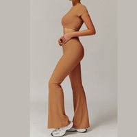EVA Premium Short Sleeve Top Legging Set - Caramel