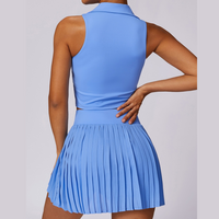 Vest Top Cute Tennis Skirt Set - Blue