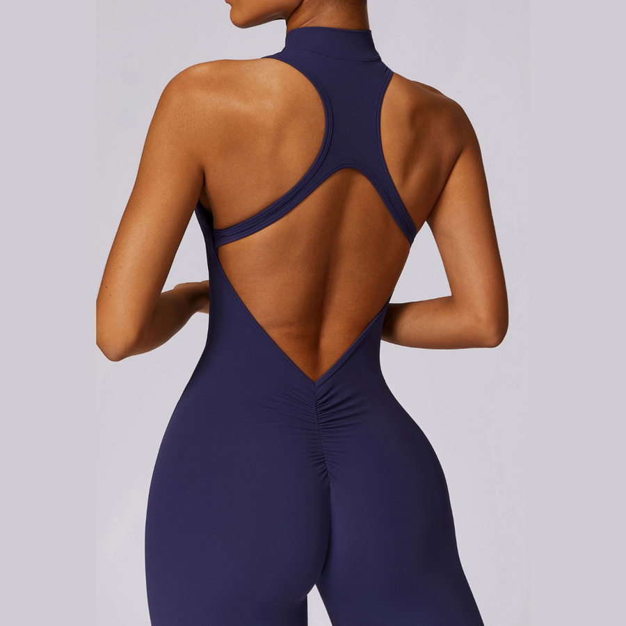 Scrunched Butt Lifting Jumpsuit - Navy Purple