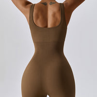 All Season Classic Ribbed Jumpsuit - Coffee Brown