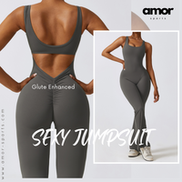 Sexy Stylish Bell Bottom Jumpsuit - Coal Grey