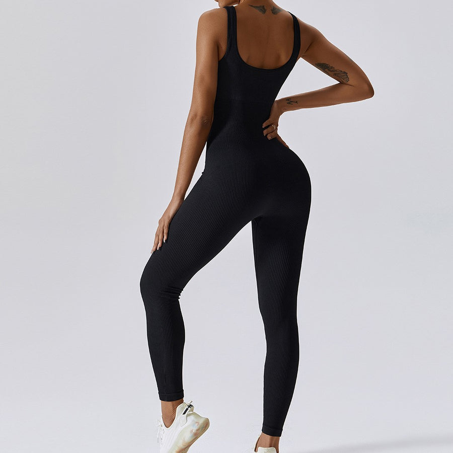 All Season Classic Ribbed Jumpsuit - Black