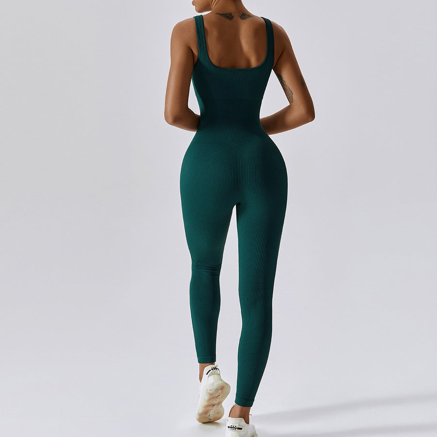 All Season Classic Ribbed Jumpsuit - Dark Green