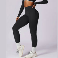 Premium V-Shape Scrunched Pocket Legging - Black