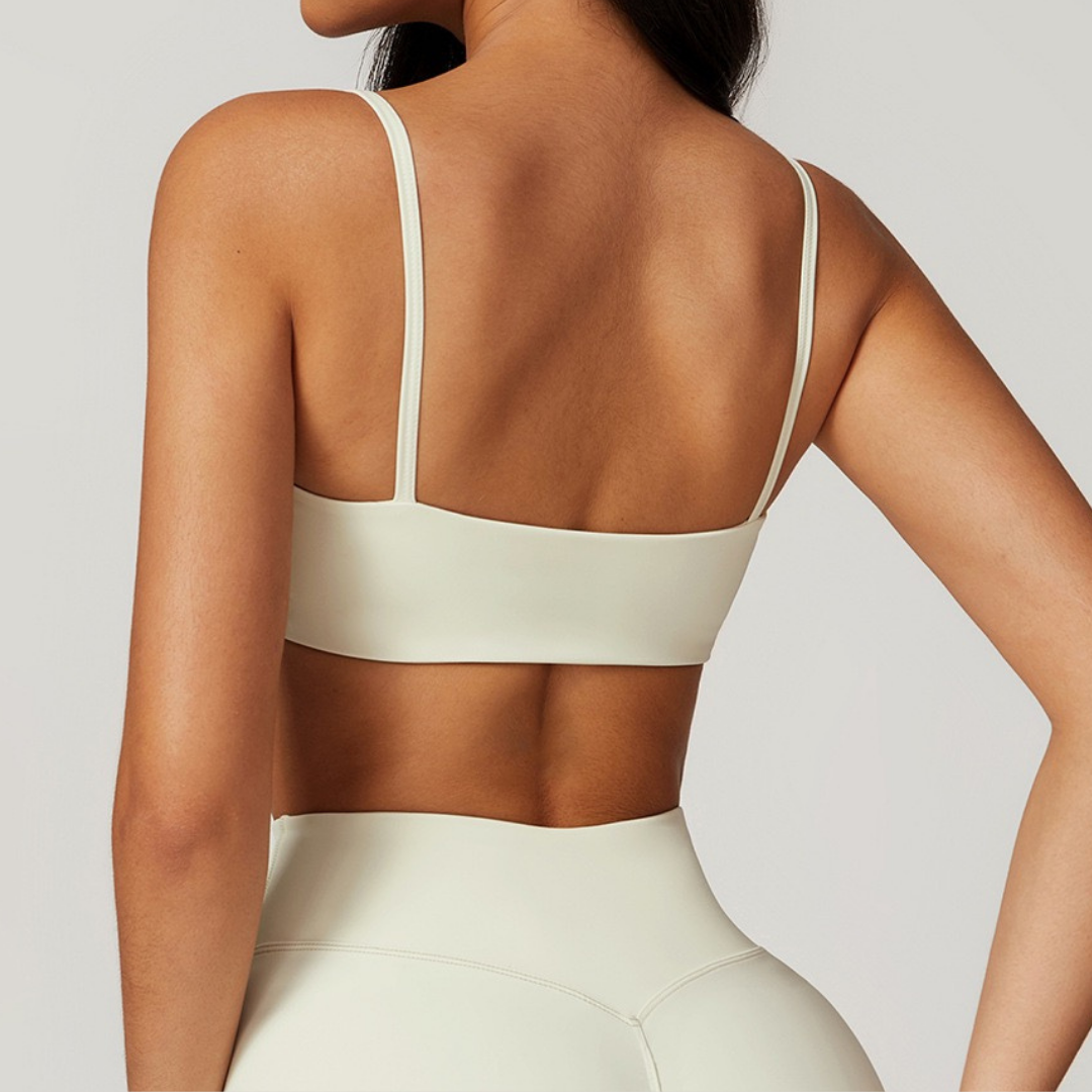 Sustainable Stylish Sports Bra Crop Top - Κρεμ Λευκό 