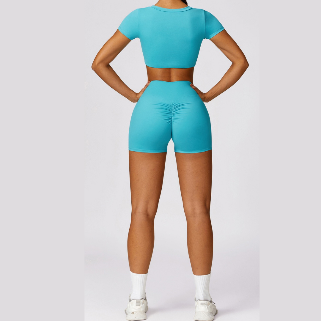 Short Sleeve Premium Short Set - Aqua Lake