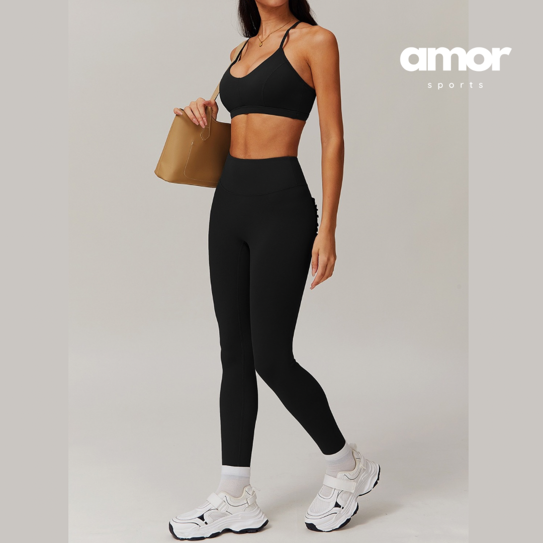 MANTA Premium Pocket Design Skinny Legging Set - Black