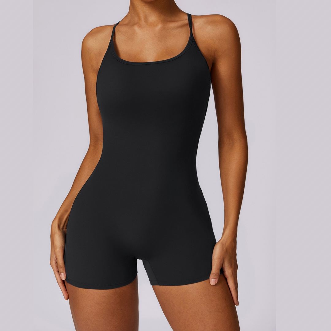 Summer Fashion Scruched Romper - Black