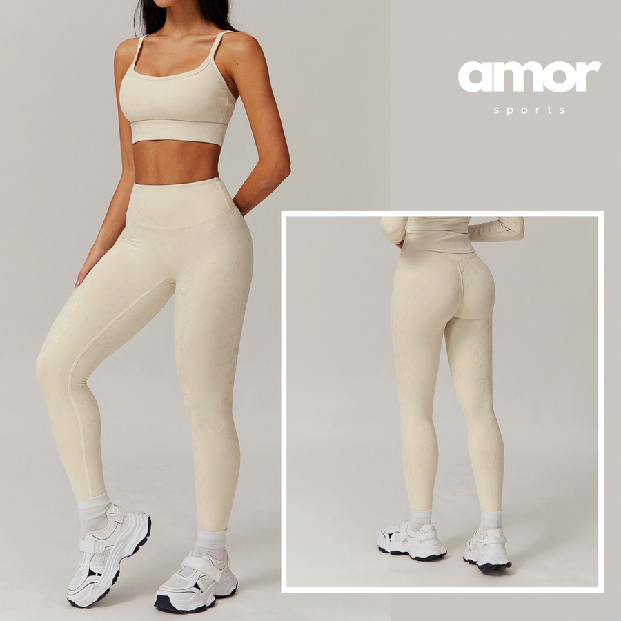 Elysian Glow Classic Crop Top Legging Set - Apricot