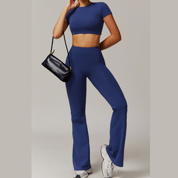 EVA Premium Short Sleeve Top Legging Set - Blue