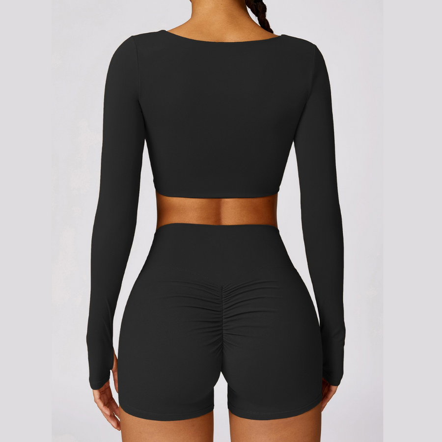 Long Sleeve Premium Short Set - Black