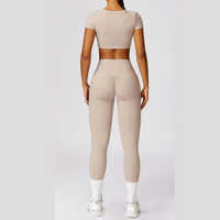 Short Sleeve Premium Scrunched Legging Set - Nude