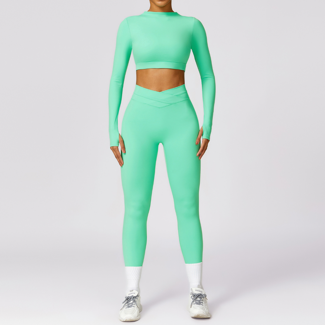 Elegant Long Sleeve Premium Legging Set - Green