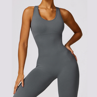 Seamless Cross Back Stylish Jumpsuit - Grey