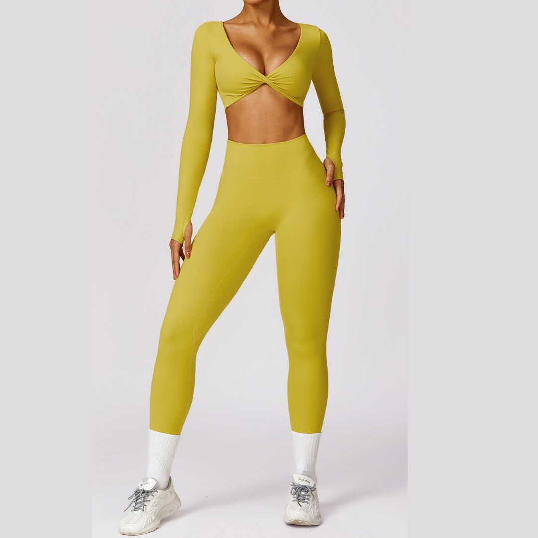 Sexy Long Sleeve Premium Legging Set - Lemon Lake