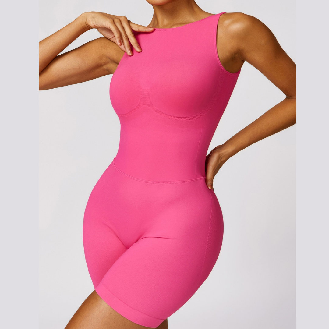 Seamless Deep-V Romper - Pink