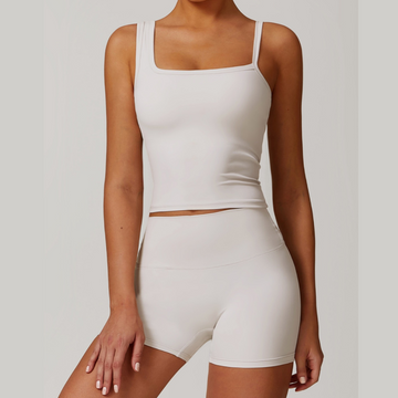 COLA Premium Scrunched Short Set - Cream White