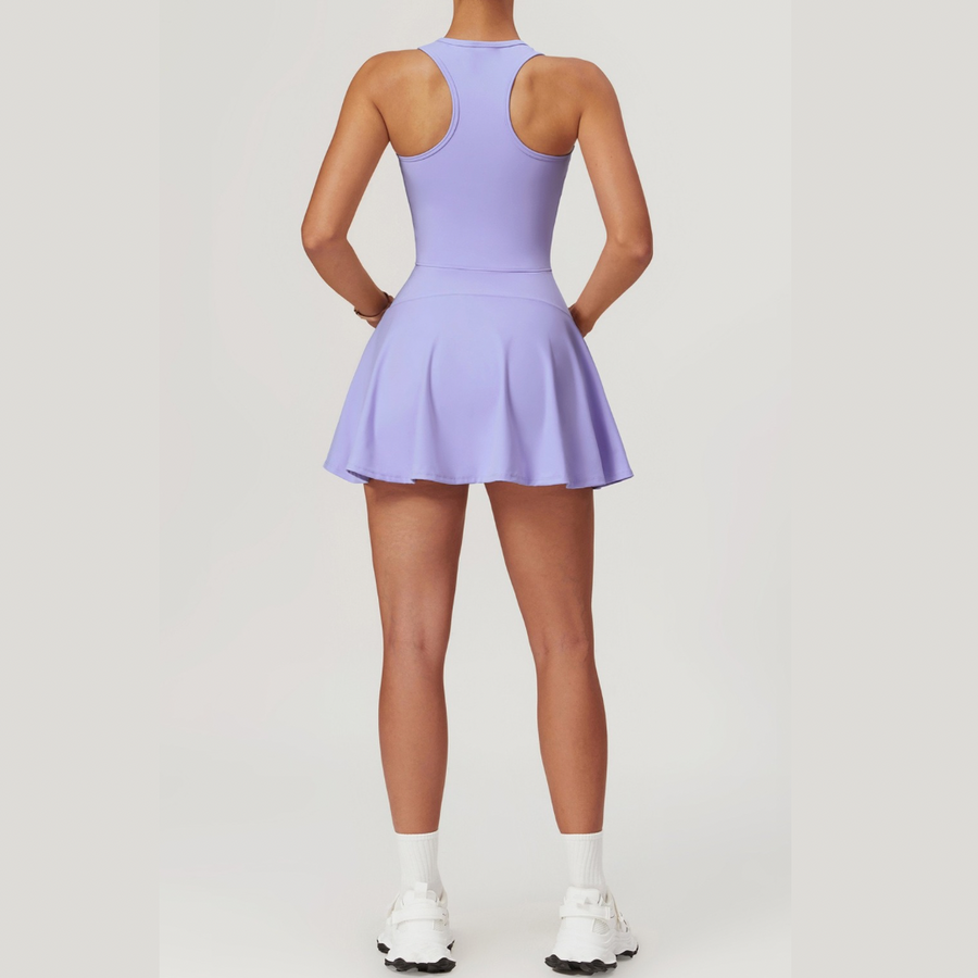 ANYA Tennis Zipped Stylish One Piece Sports Dress - Lavender