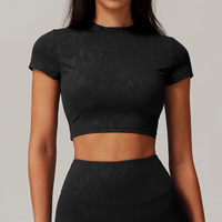 Elysian Glow Short Sleeve Crop Top - Black