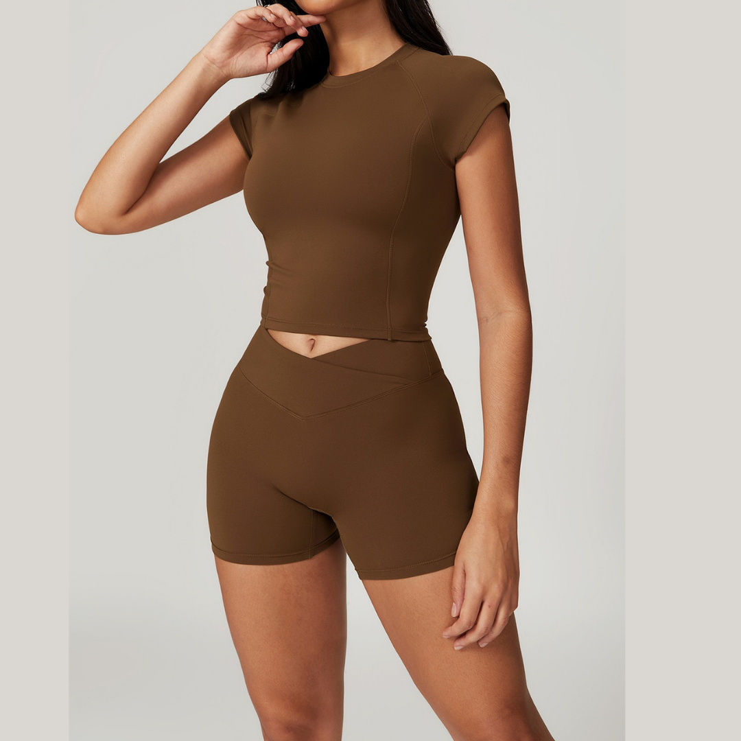 Sustainable Short Sleeve Short Set - Coffee