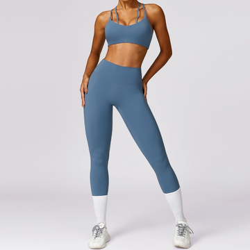 Unique Design Scrunch Skinny Legging Set - Dusty Blue