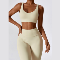 Deep V Flared Legging Set - Cream White