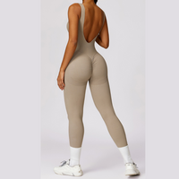 Seamless Deep-V Jumpsuit - Cement