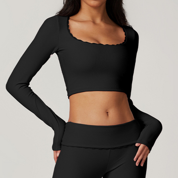 BONI Stylish Elegant Long Sleeve Top - Black