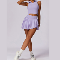 Vest Top Cute Tennis Skirt Set - Purple