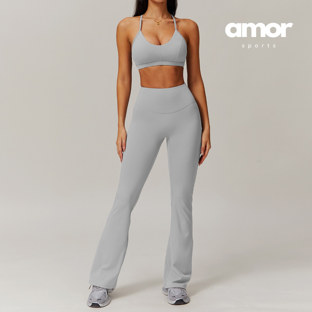 MANTA Unique Pocket Flared Legging Set - Grey