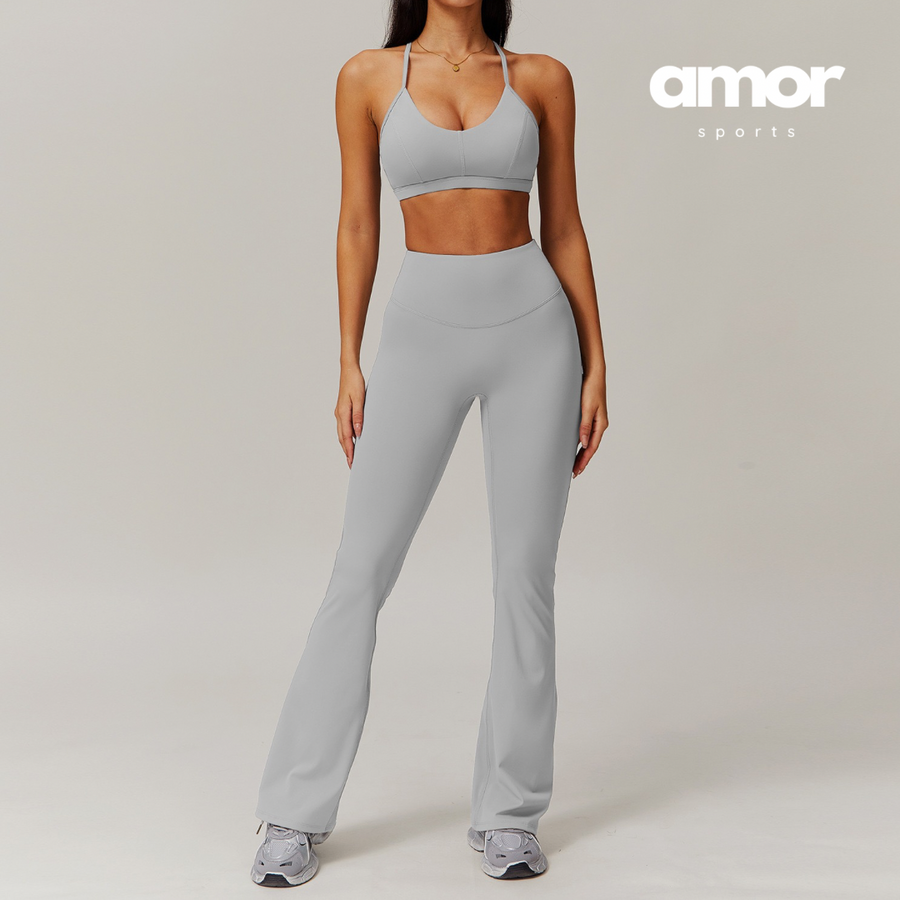 MANTA Unique Pocket Flared Legging Set - Grey