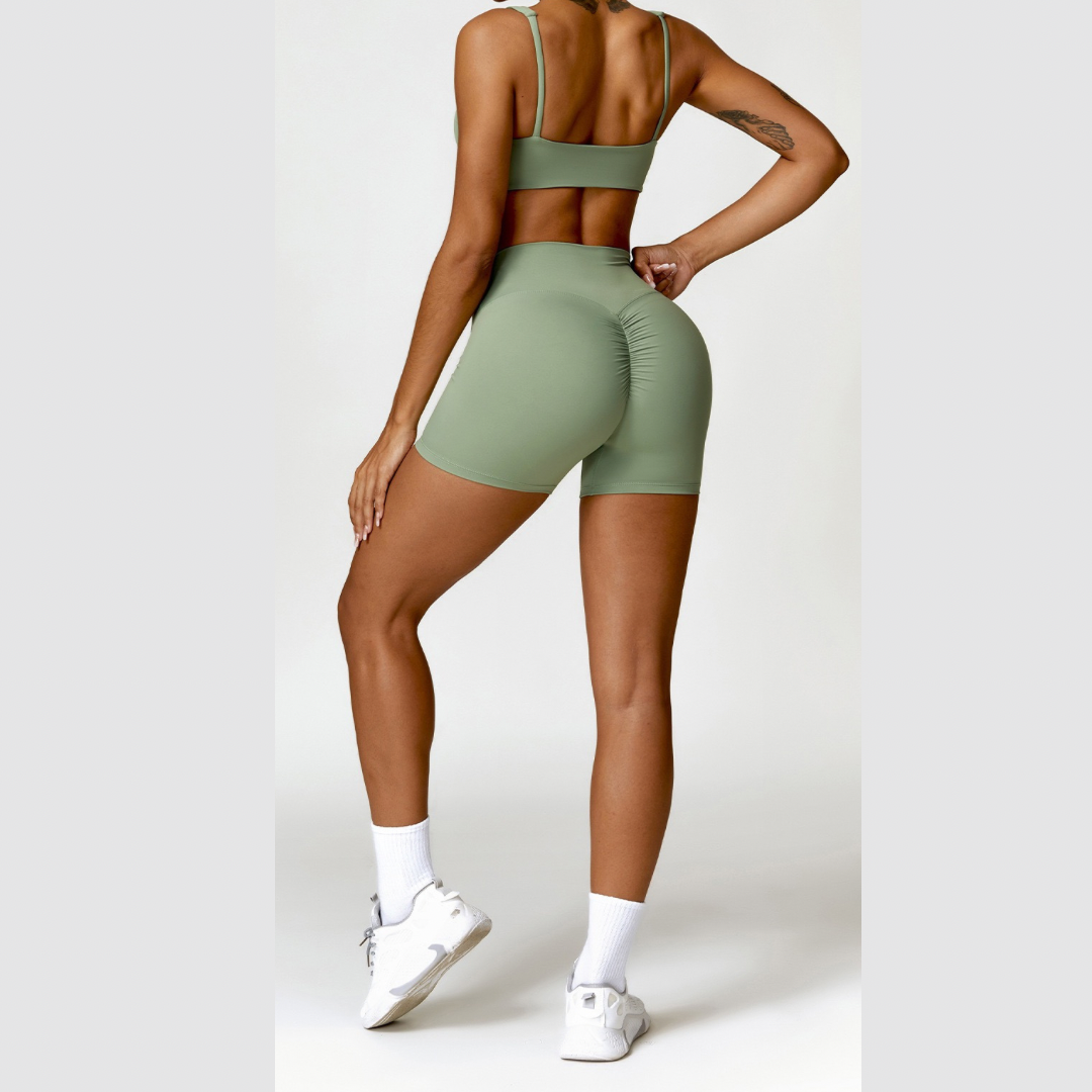 V-Top Scrunched Short Set - Πράσινο 