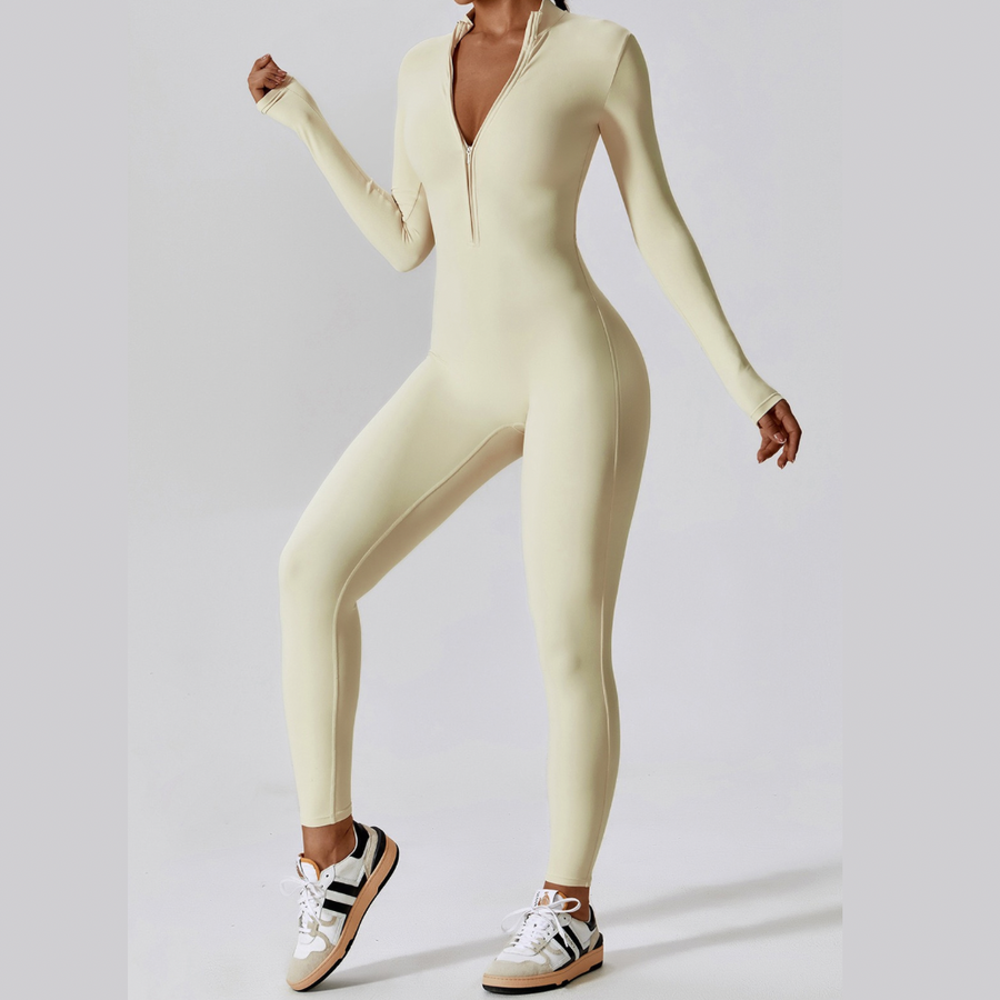 Classic Long-Sleeve Jumpsuit - Cream White