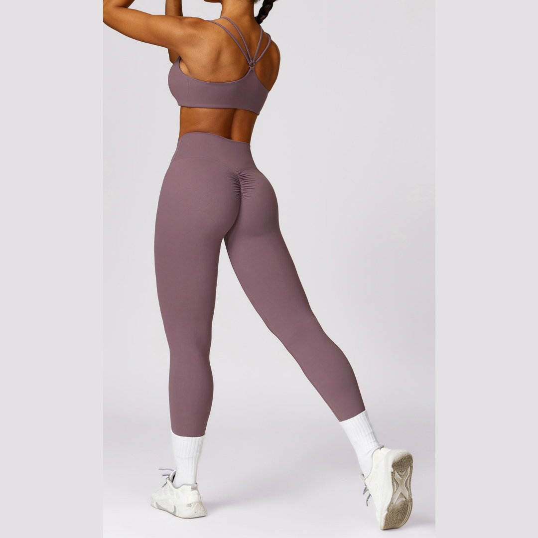 Σετ Skinny Legging Scrunch Μοναδικού Σχεδίου - Smoky Rose 