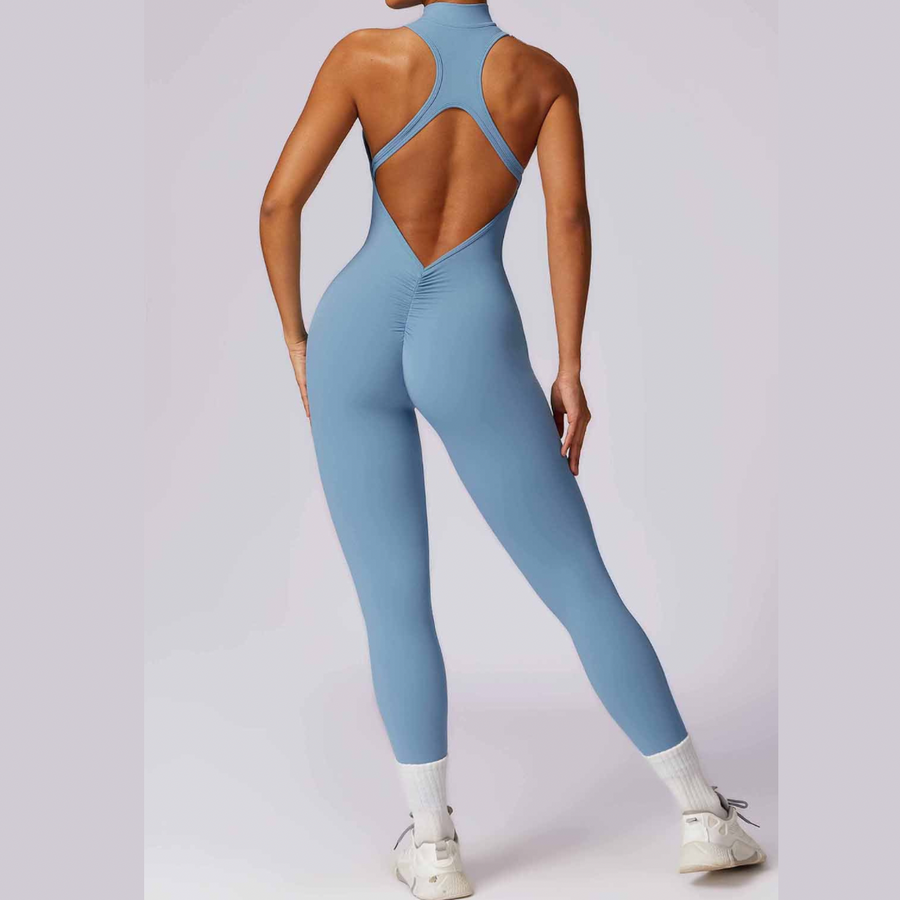 Scrunched Butt Lifting Jumpsuit - Foggy Blue