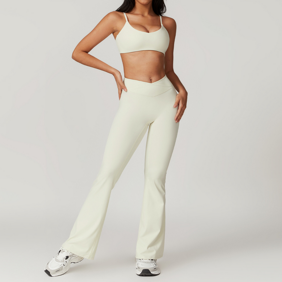 Sustainable Stylish Flared Legging Set - Cream White