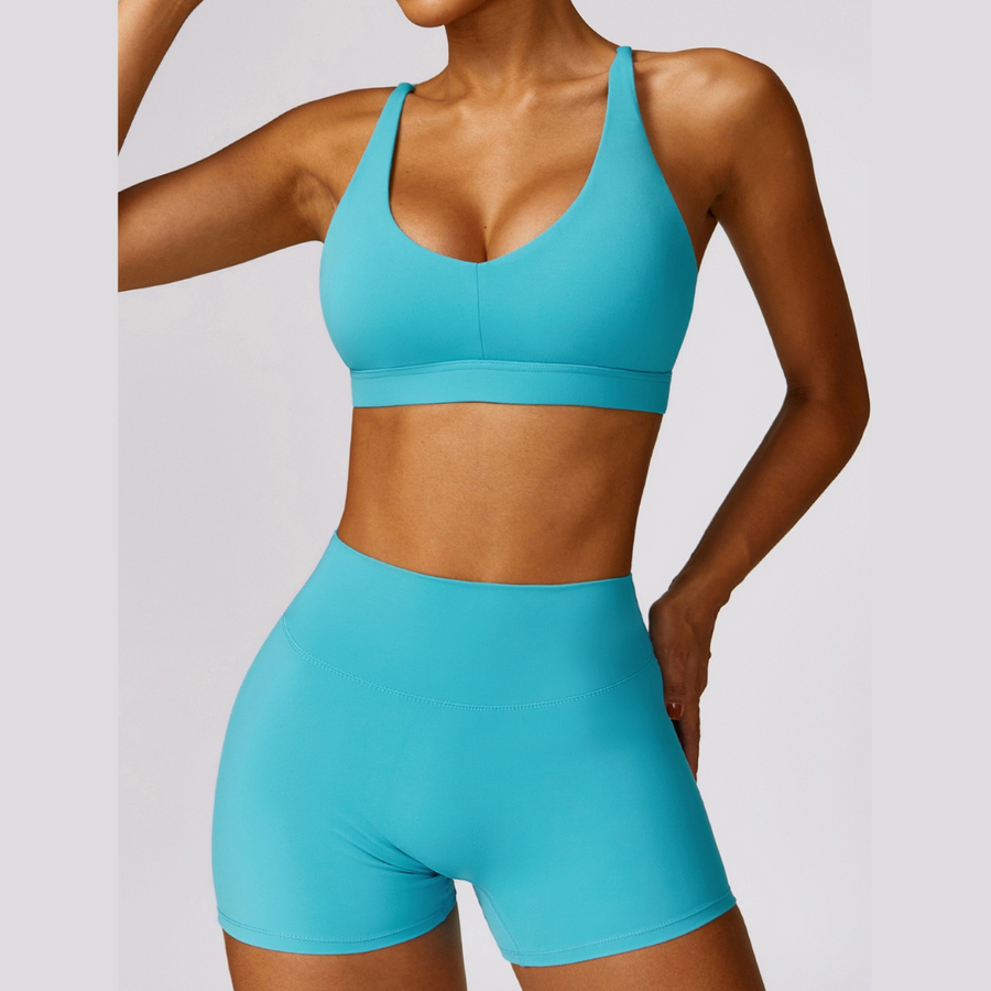 Stylish Back Premium Short Set - Aqua Lake