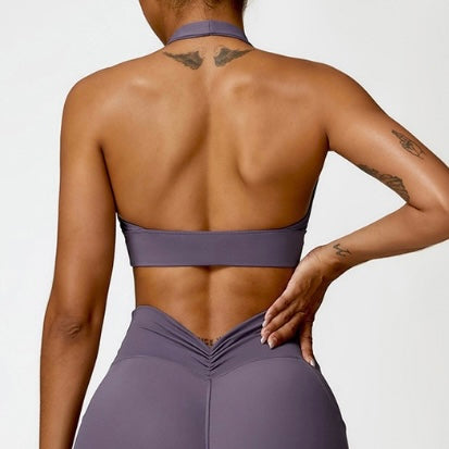 Stylish Backless Fasionable Crop Top - Foggy Purple