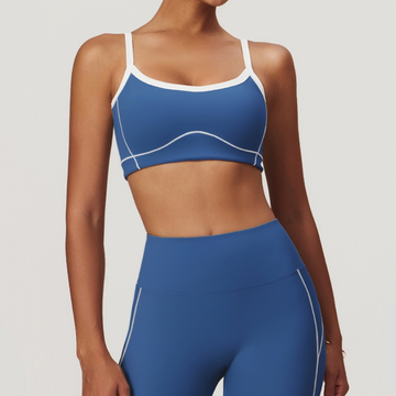 Birdy White Strap Stylish Sports Bra - Blue