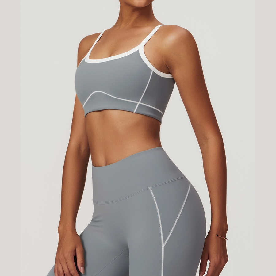 Birdy White Strap Stylish Sports Bra - Dark Grey