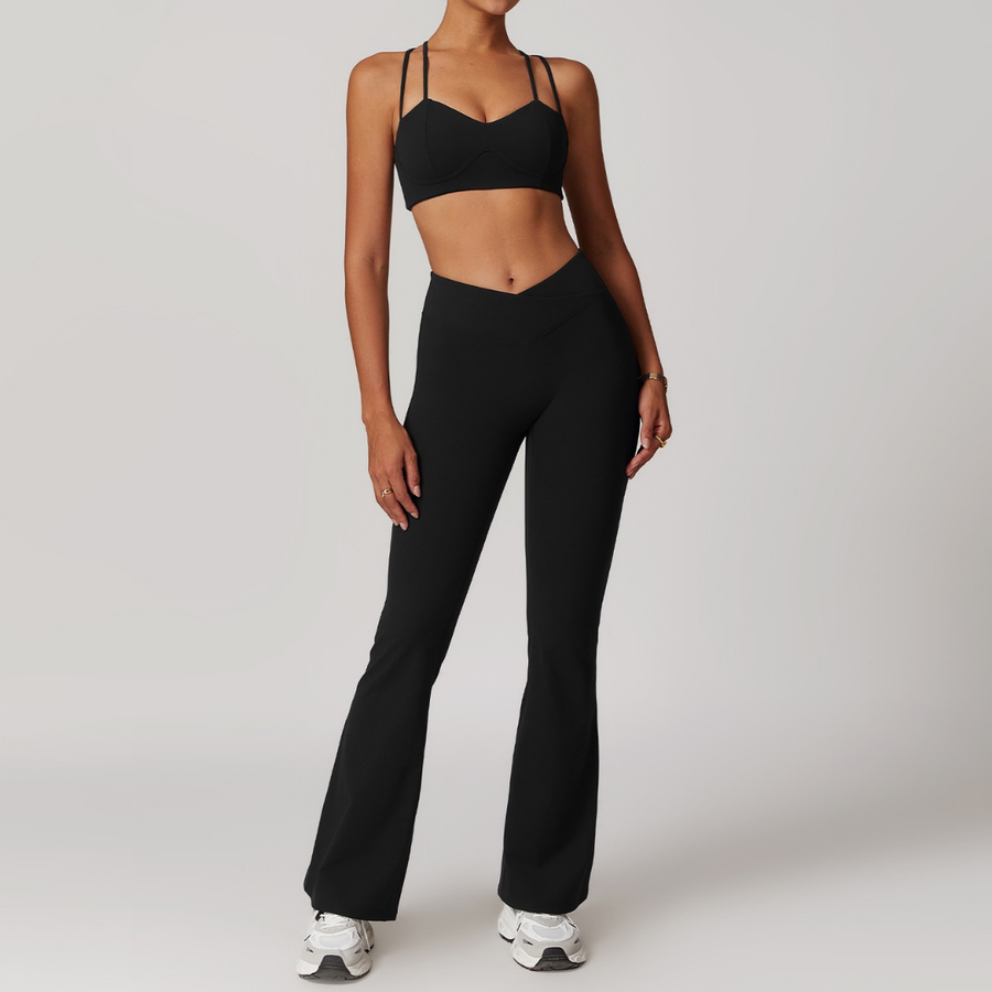 Sabrina Chic Flared Legging Set - Black