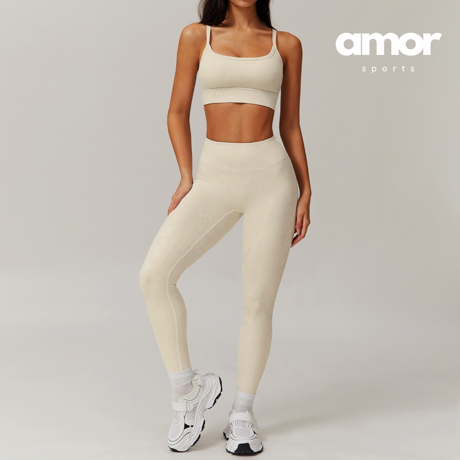 Elysian Glow Classic Crop Top Legging Set - Apricot