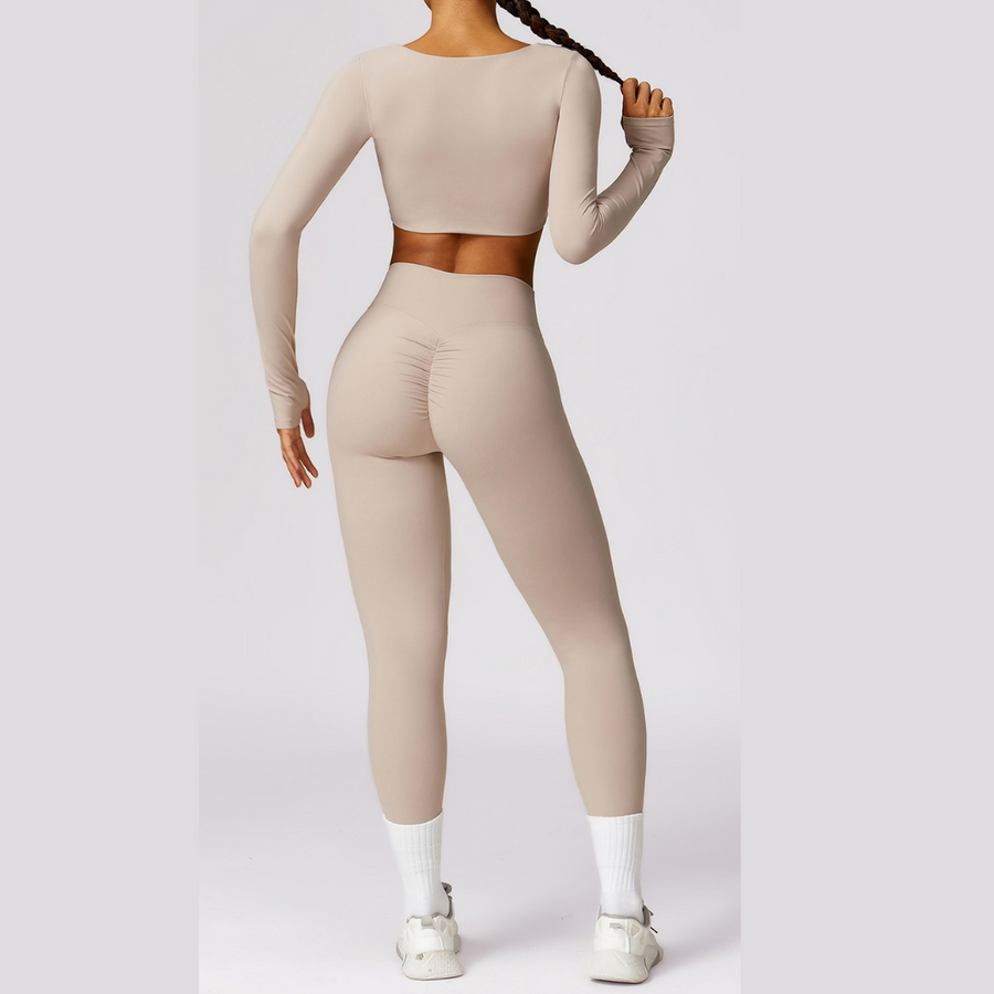 Sexy Long Sleeve Premium Legging Set - Nude