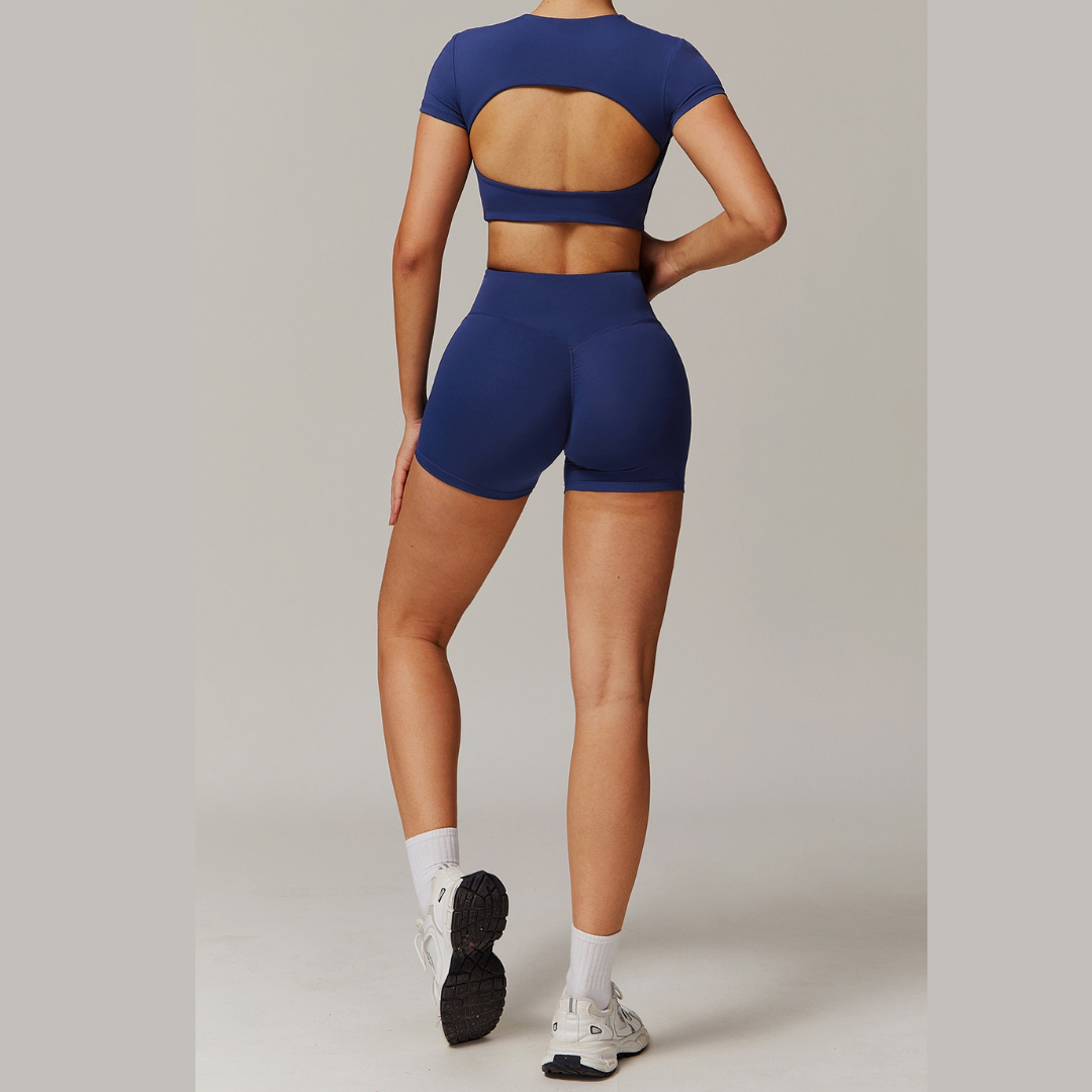 EVA Premium Short Sleeve Top Short Set - Blue