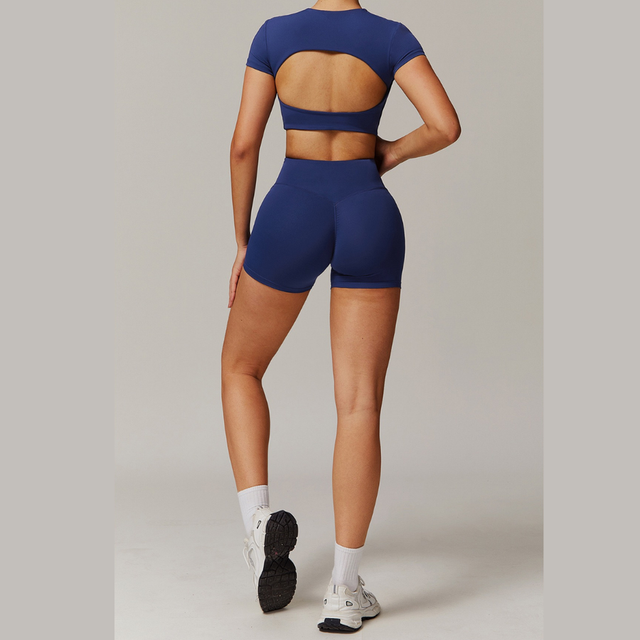 EVA Premium Short Sleeve Top Short Set - Blue