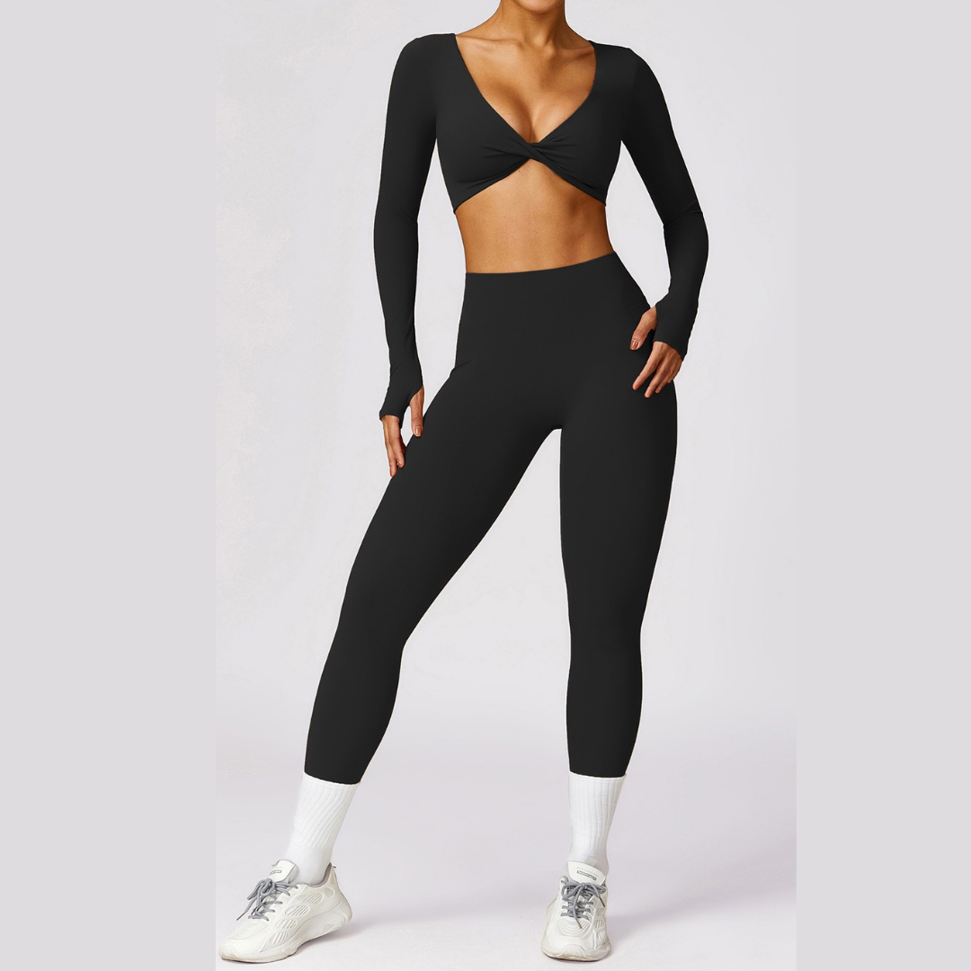 Sexy Long Sleeve Premium Legging Set - Black